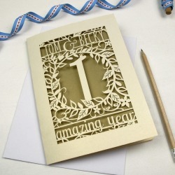 Personalised Papercut Flower Anniversary Card