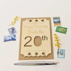 Personalised 20th Birthday Wooden Card