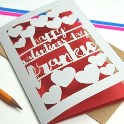 Personalised Valentines Day Papercut Card