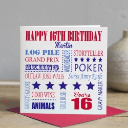 Personalised 16th Birthday Card