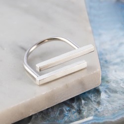 Sterling Silver Geometric Vertical Bar Ring