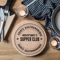 Set Of Four Personalised Bistro Cork Placemats