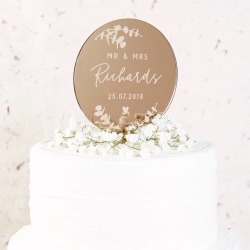 Botanical Leafy Wedding Cake Topper