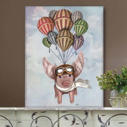 Pig And Balloons, Art Print