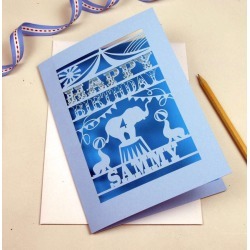 Personalised Papercut Circus Birthday Card
