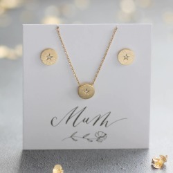 Sparkle Star Disc Necklace And Earrings Jewellery Set