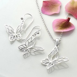 Silver Butterfly Jewellery Set