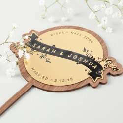 Luxury Wedding Cake Topper Metal Wood