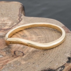 Hand Panned And 18ct Eco Gold Curved Wedding Ring