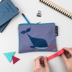 Blue Whale And Fish Purse Or Pencil Case