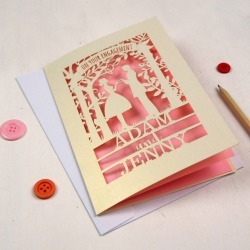 Personalised Papercut Couple Engagement Card