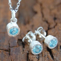 Silver Blue Topaz Gemstone Jewellery Set