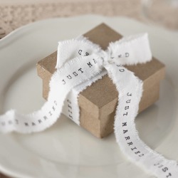 Just Married Vintage Frayed Wedding Ribbon