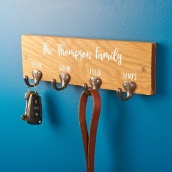 Personalised Family Oak Key Holder