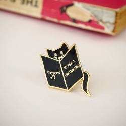 Reading Cat Enamel Pin