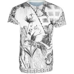 Unisex Monochrome Palm Tree Printed T Shirt Tee