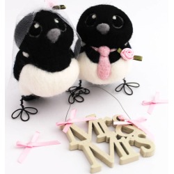 Magpie Bird Wedding Cake Topper