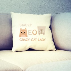 Personalised Crazy Cat Lady Cushion Cover