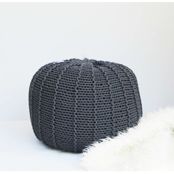 Round Ribbed Cord Pouf