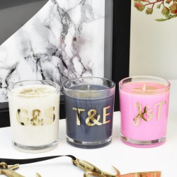 Personalised Gold Foil Monogram Wedding Favour Candle