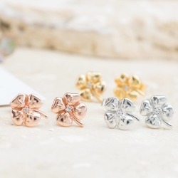 Goodluck Four Leaf Clover Studs With Message Card