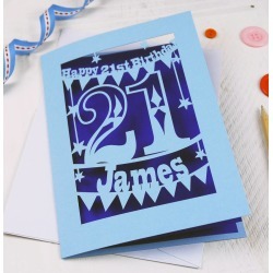 Personalised Papercut 21st Birthday Card