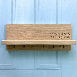 Personalised Co Ordinates Oak Key Holder