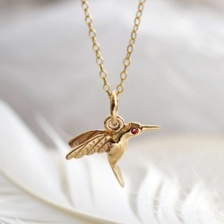 Nine Carat Gold Hummingbird Necklace With Ruby