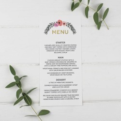 Modern Botanical Wedding Menu