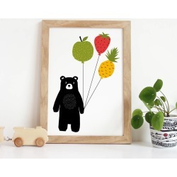 Kids Bedroom Print, Bear And Balloons