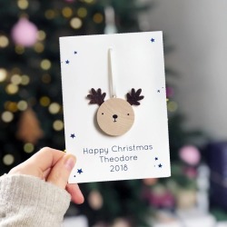 Personalised Christmas Reindeer Decoration Card