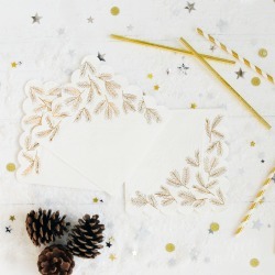 Christmas Gold Foil Pine Leaf Party Napkins
