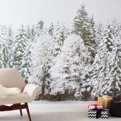 Christmas Snowy Trees Self Adhesive Wallpaper