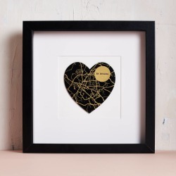 Personalised Gold Foil Heart Map Picture