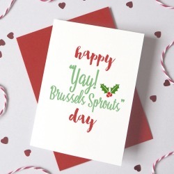 Yay Brussel Sprout Day Christmas Card