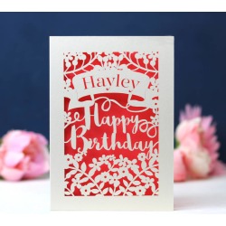 Personalised Papercut Calligraphy Birthday Card