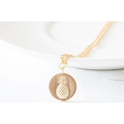 Gold Pineapple Charm Coin Necklace