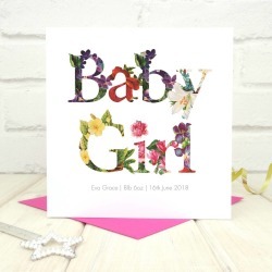 Personalised New Baby Girl Card