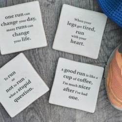Set Of Four Ceramic Running Quotes Coasters