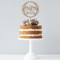 Personalised Laurel Wedding Cake Topper