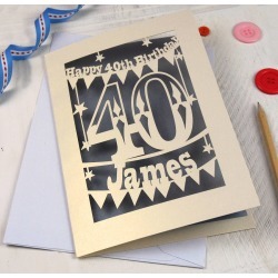 Personalised Papercut 40th Birthday Card
