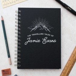 Personalised 'Travelling Tales' Silver Foil Notebook