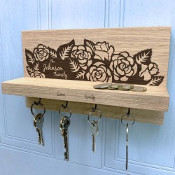 Personalised Rose Oak Key Holder