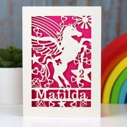 Personalised Papercut Unicorn Birthday Card
