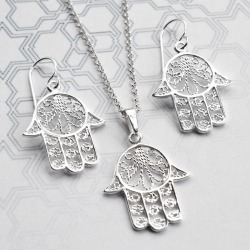 Silver Fatima Hand Jewellery Set