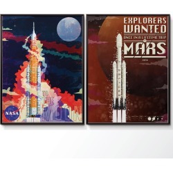 Mars Poster Spaceship Wall Art Hanging Print Poster