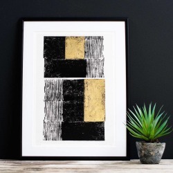 Gold Embossed And Black Block Print