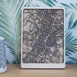 Austin Texas Multi Layer Wood Map