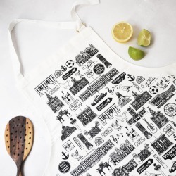 Liverpool Illustrated Black And White Apron