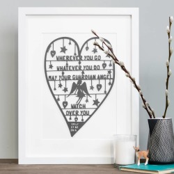 Guardian Angel Papercut Or Print In Mount